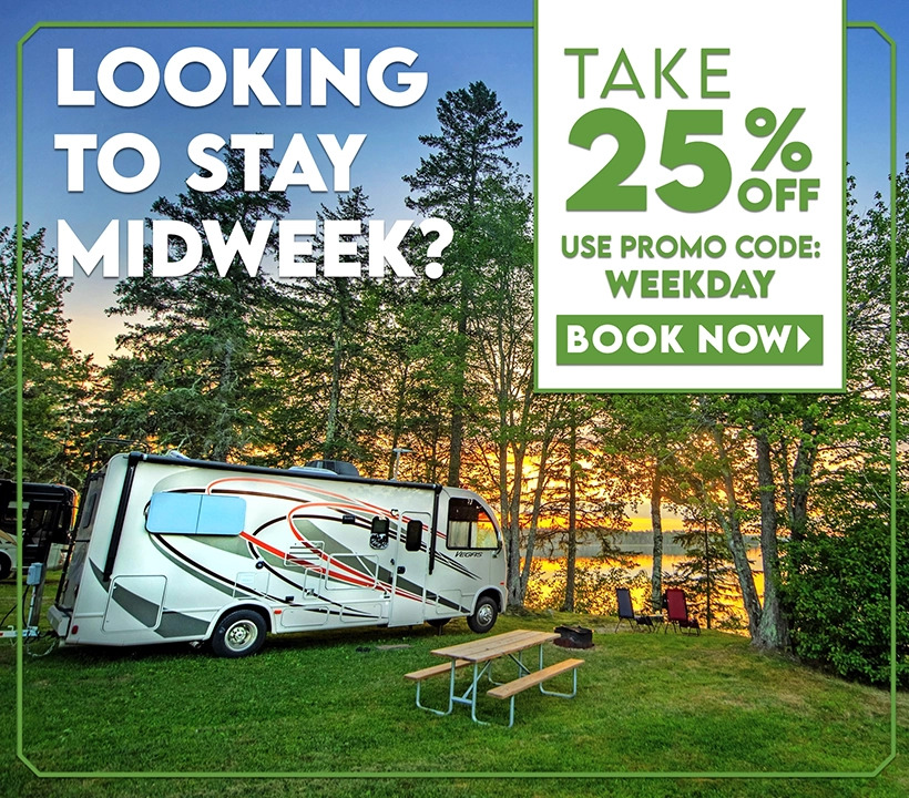 25% off midweek stays! Book now
